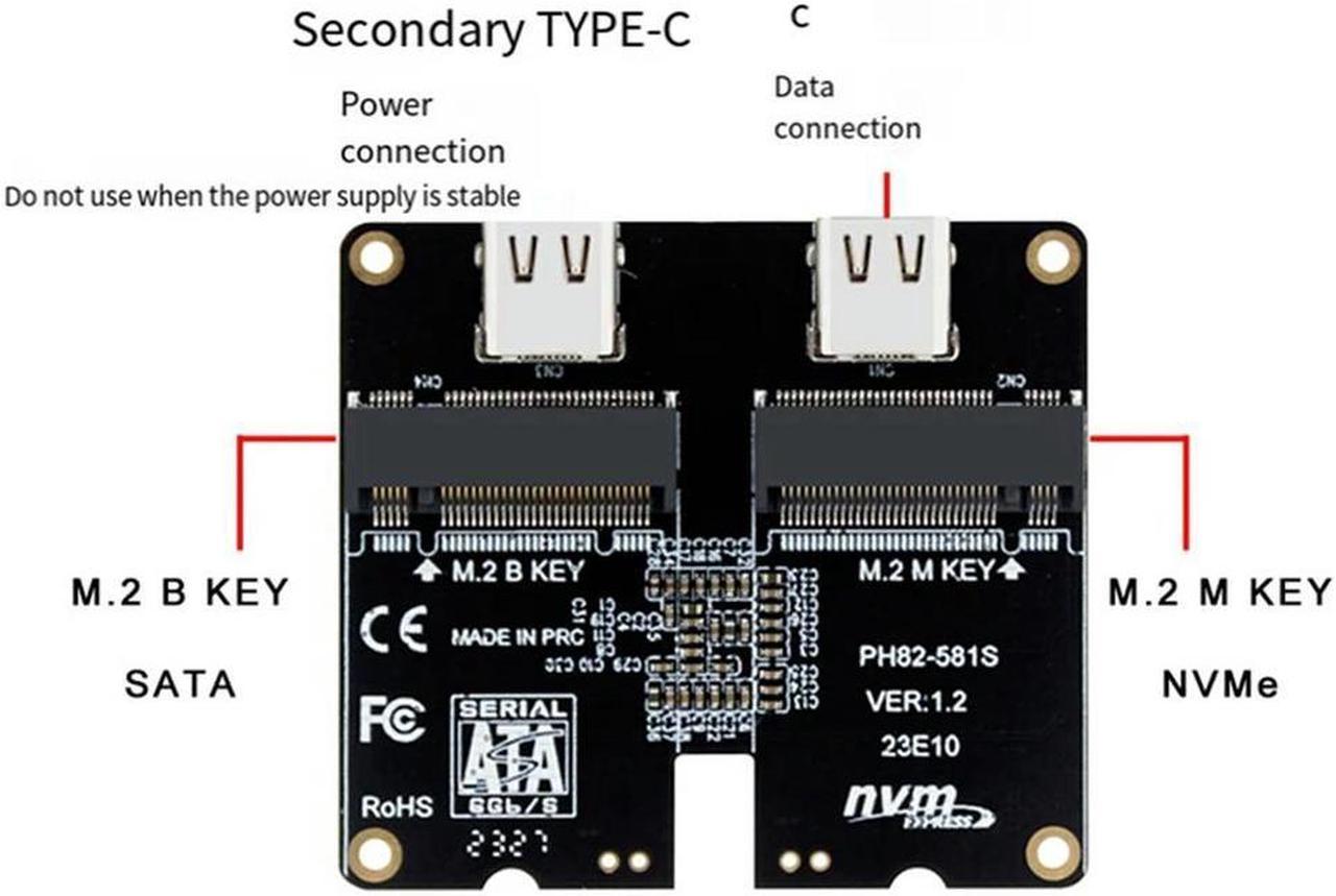 FOR M.2 Nvme SATA SSD Enclosure Adapter Card 4TB JMS581 Type-C USB3.1 Gen2 10Gbps HDD Enclosure Expansion Adapter Card Easy Install