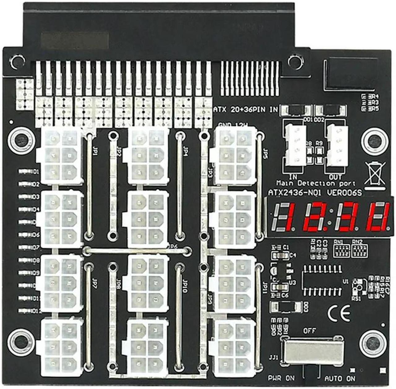 FOR ATX 12 Ports 6Pin Breakout Board Power Supply Converter With Flash LED For PSU Server 750W 1100W 2000W For Mining