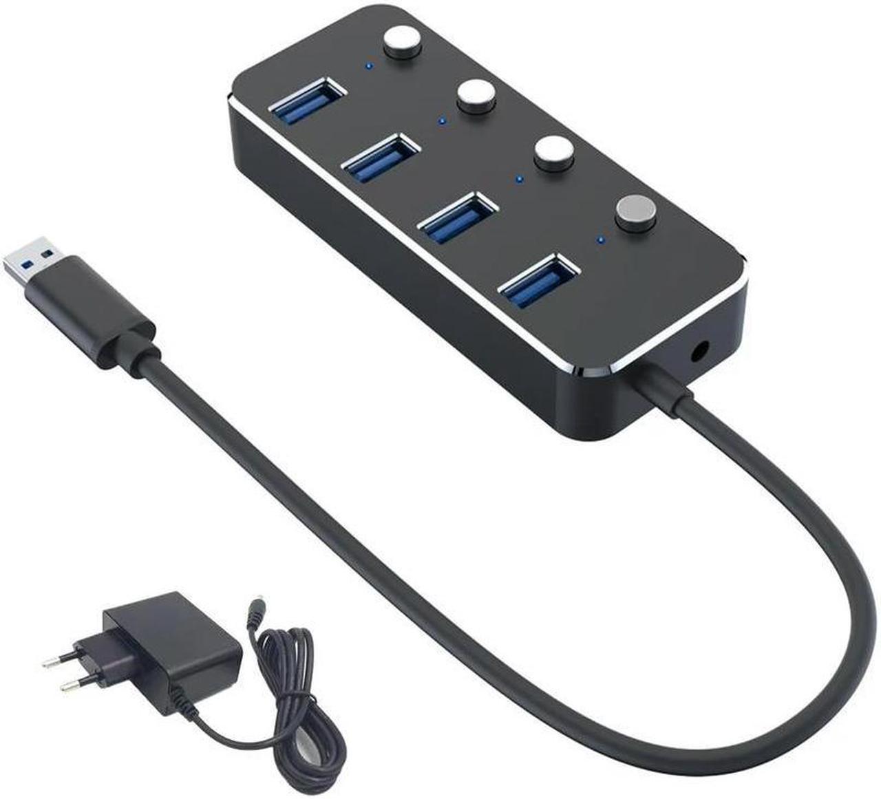 FOR USB 3.0 Power Adapter 4 Ports Aluminum Alloy Splitter Hub USB Hub 3.0 USB Multi Ext Switch 1.2M Cable Hub EU Plug A