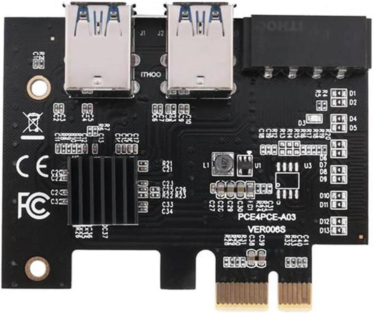 FOR PCI-E To Pcie Adapter PCI-Express 1X To 16X Mining Riser Card 1 To 4 USB 3.0 Multiplier With Molex 4 Pin Power Port