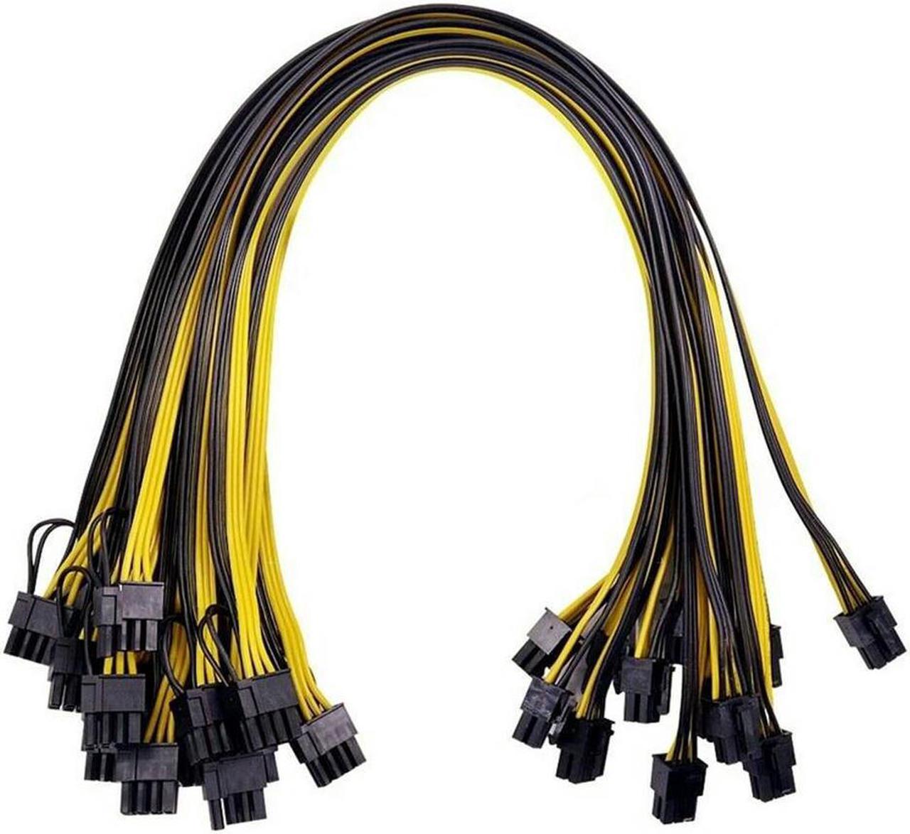 FOR 60CM 18AWG GPU PCIE 6Pin Male To 8Pin (6+2) Male Graphics Video Card Power Cable For BTC Miners Mining 12Pcs