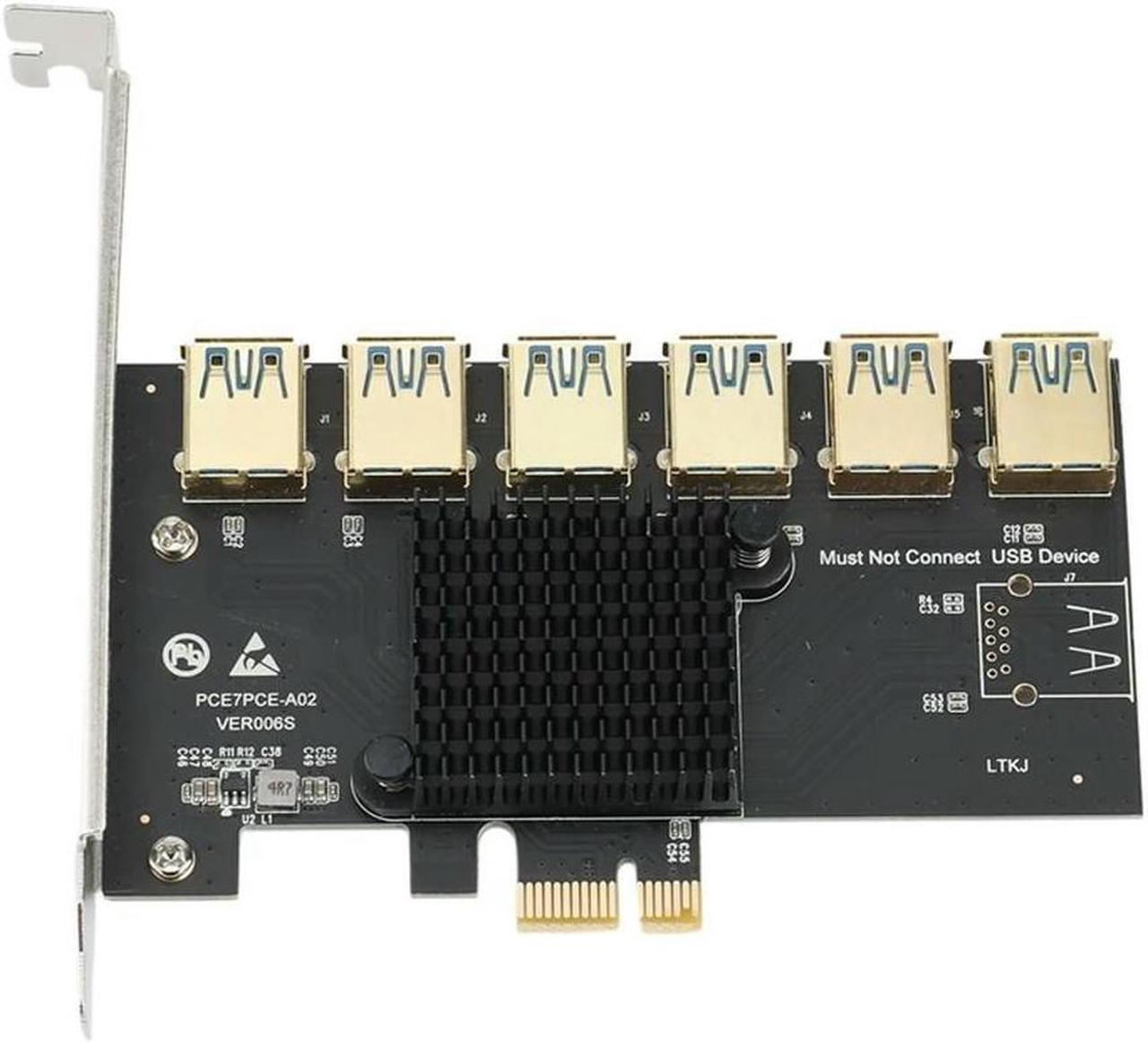 FOR PCI Express PCIE 1 To 6 USB3.0 Riser Card For PCI Express X16 Riser Graphic Card ETH Miner Mining Add On Card