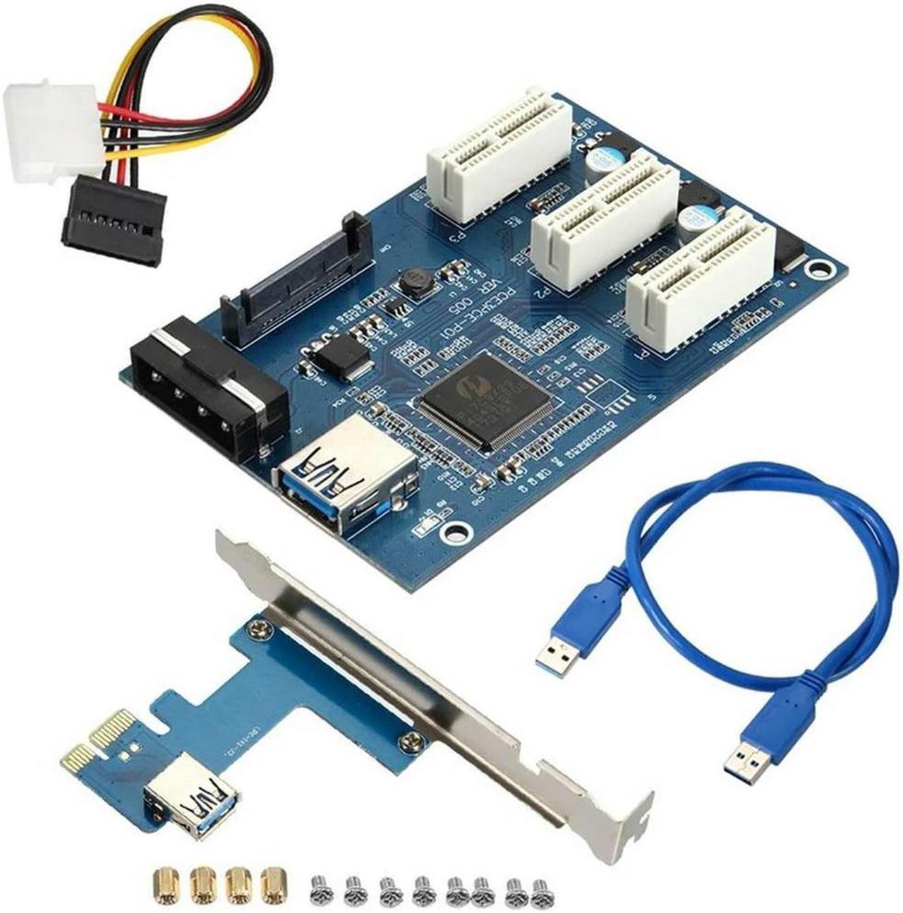 FOR PCI-E 1X To 3 Port 1X Riser Card Adapter Multiplier HUB USB Cable PCIE Expansion Card GPU Riser Card For BTC Mining