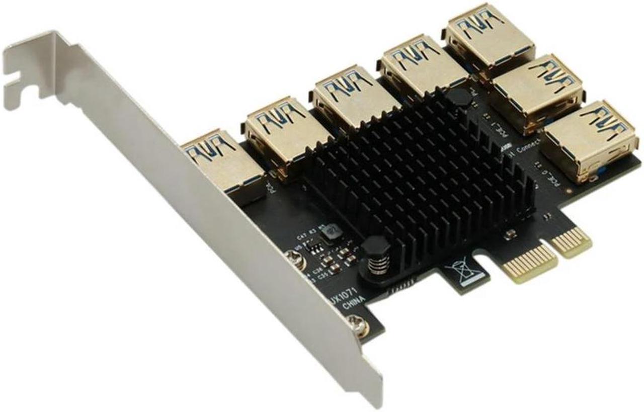 FOR PCIE 1 To 7 Adapter Card PCI Express Riser Card PCI-E Slot 1X To16x USB 3.0 Riser Ext For Video Card Miner Mining