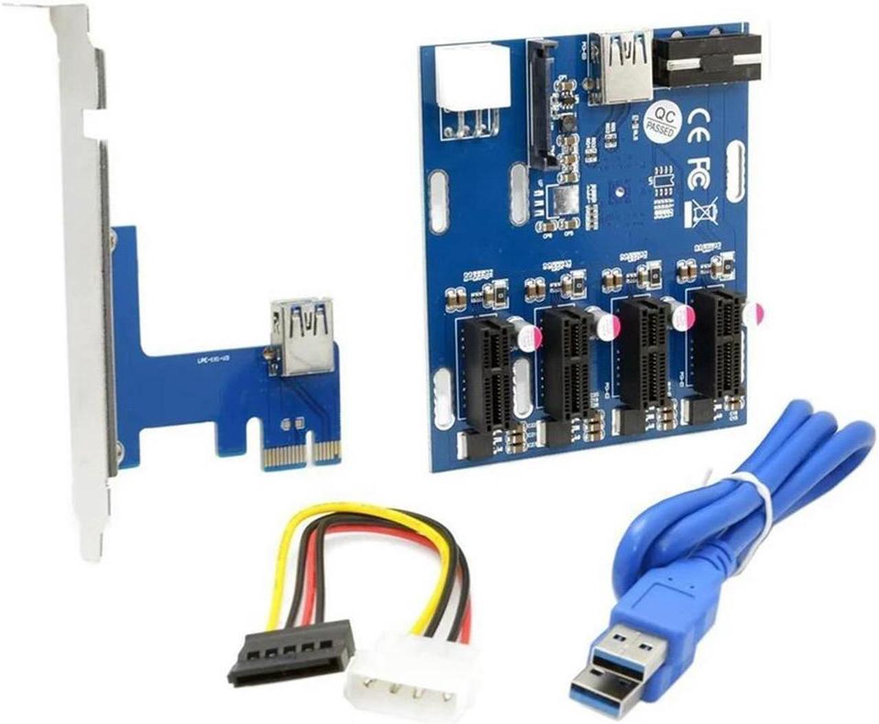 FOR PCI-E 1X To 4 Port 1X Riser Adapter USB 3.0 Cable Multiplier HUB GPU Riser Adapter For BTC Mining