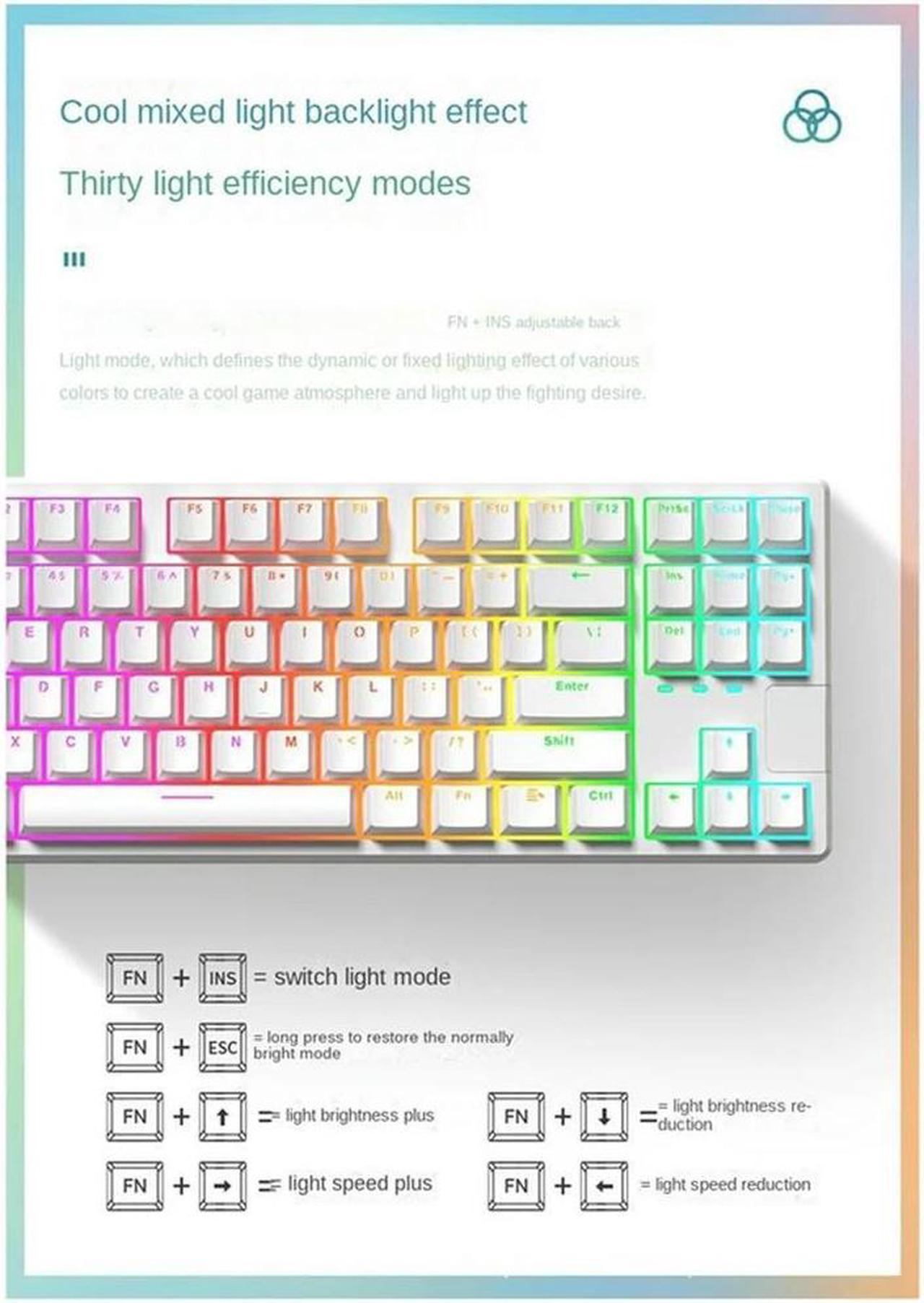 FOR Three-Mode Wired Mechanical Keyboard 84-Key Hot-Swappable Wired Gaming Keyboard Tea Switch Key Mechanical Keyboard