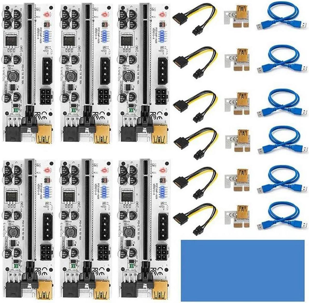 FOR 6 Pack VER010-X PCIE Riser 1X To 16X USB3.0 Graphic Extension For BTC GPU Mining Powered Adapter Card With Thermal Pad