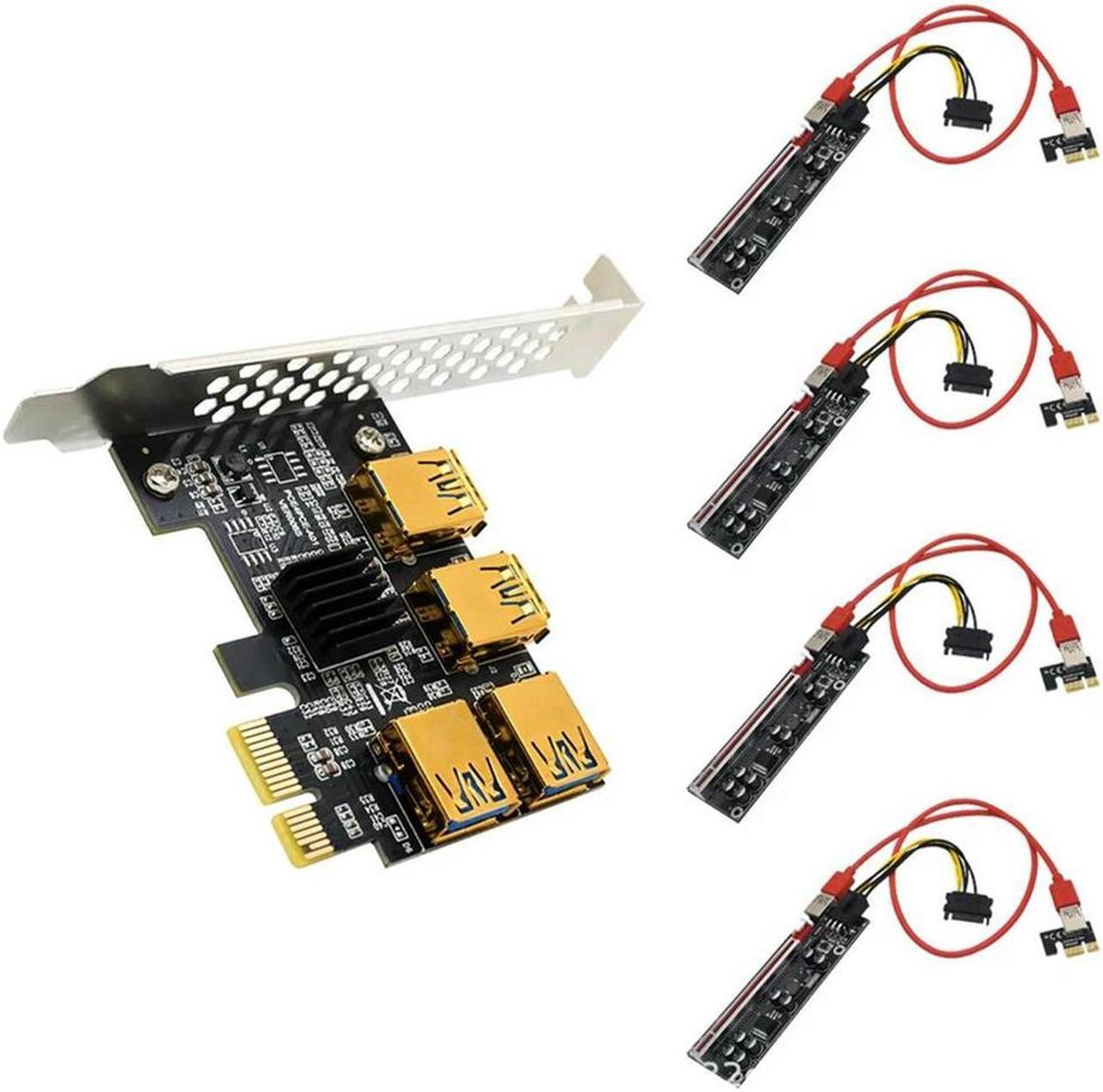 FOR PCI-E Expansion Card For Four USB PCI-E 1X To PCI-E 16X 6Pin Graphics Extension Cable Expansion Card For BTC Mining