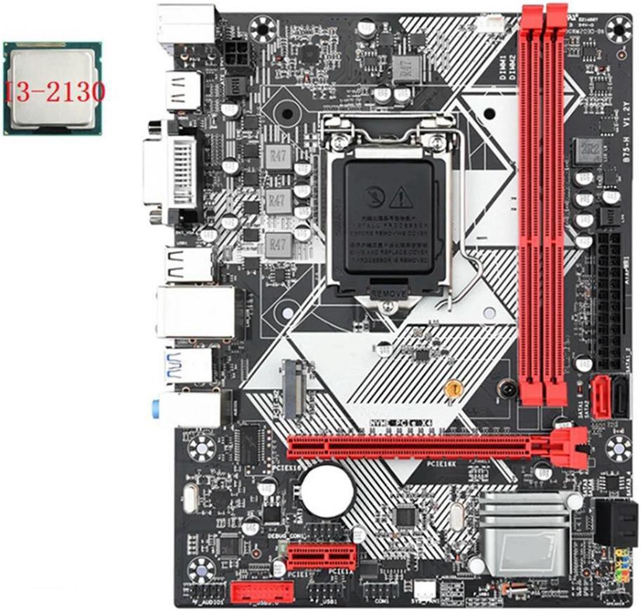 FOR B75-H Desktop Motherboard +I3-2130 CPU LGA 1155 USB 3.0 SATA 3.0 Support Up to 16GB DDR3 1600MHz RAM Slots