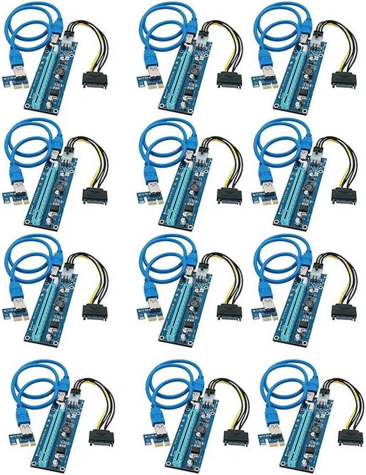 FOR 12 PCS/Lot 1X To 16X Express Ext Riser Card USB 3.0 Pcie Extension SATA 15Pin To 6Pin Power Cable For