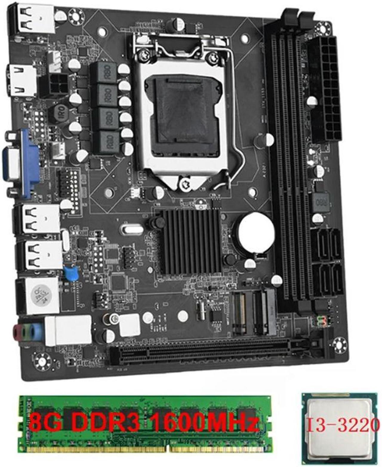 FOR ITX H61 Desktop Motherboard +I3-3220 +1X8G DDR3 1600MHz RAM CPU LGA 1155 Support Up to 16GB RAM Slots 100M