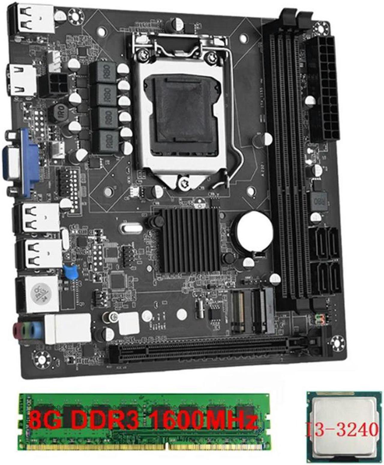 FOR ITX H61 Desktop Motherboard +I3-3240 +1X8G DDR3 1600MHz RAM CPU LGA 1155 Support Up to 16GB RAM Slots 100M