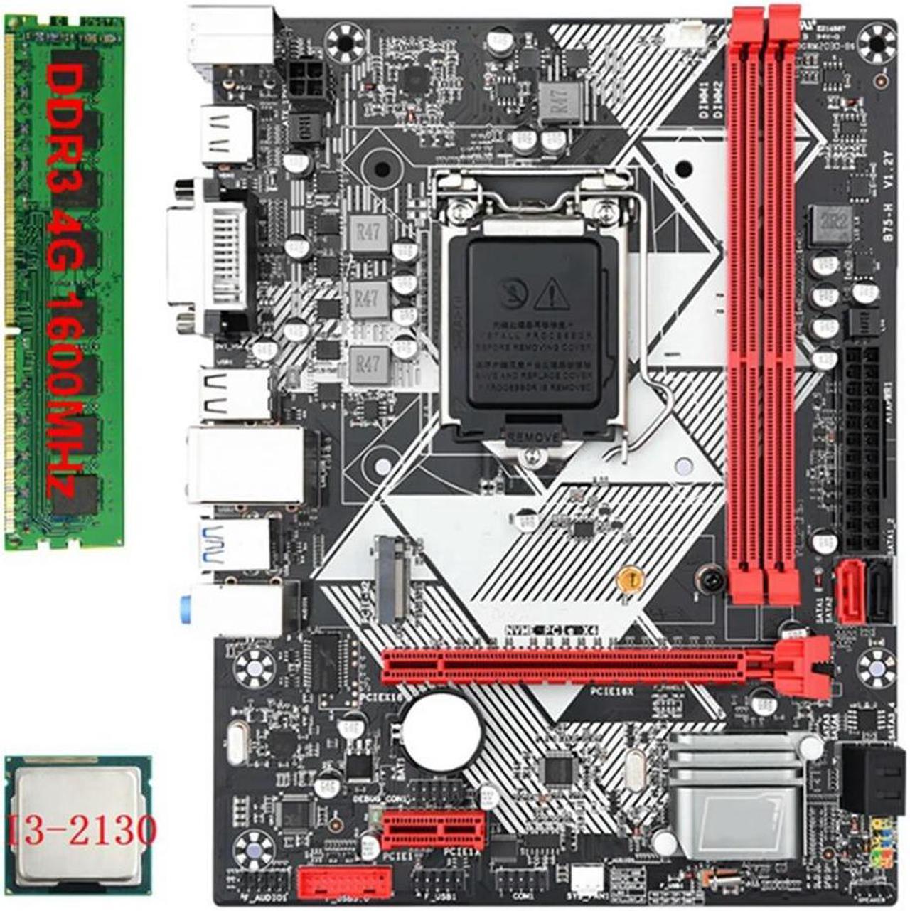 FOR B75-H Desktop Motherboard +I3-2130 CPU +1X4G DDR3 1600MHz RAM LGA 1155 USB 3.0 SATA 3.0 Computer Motherboard