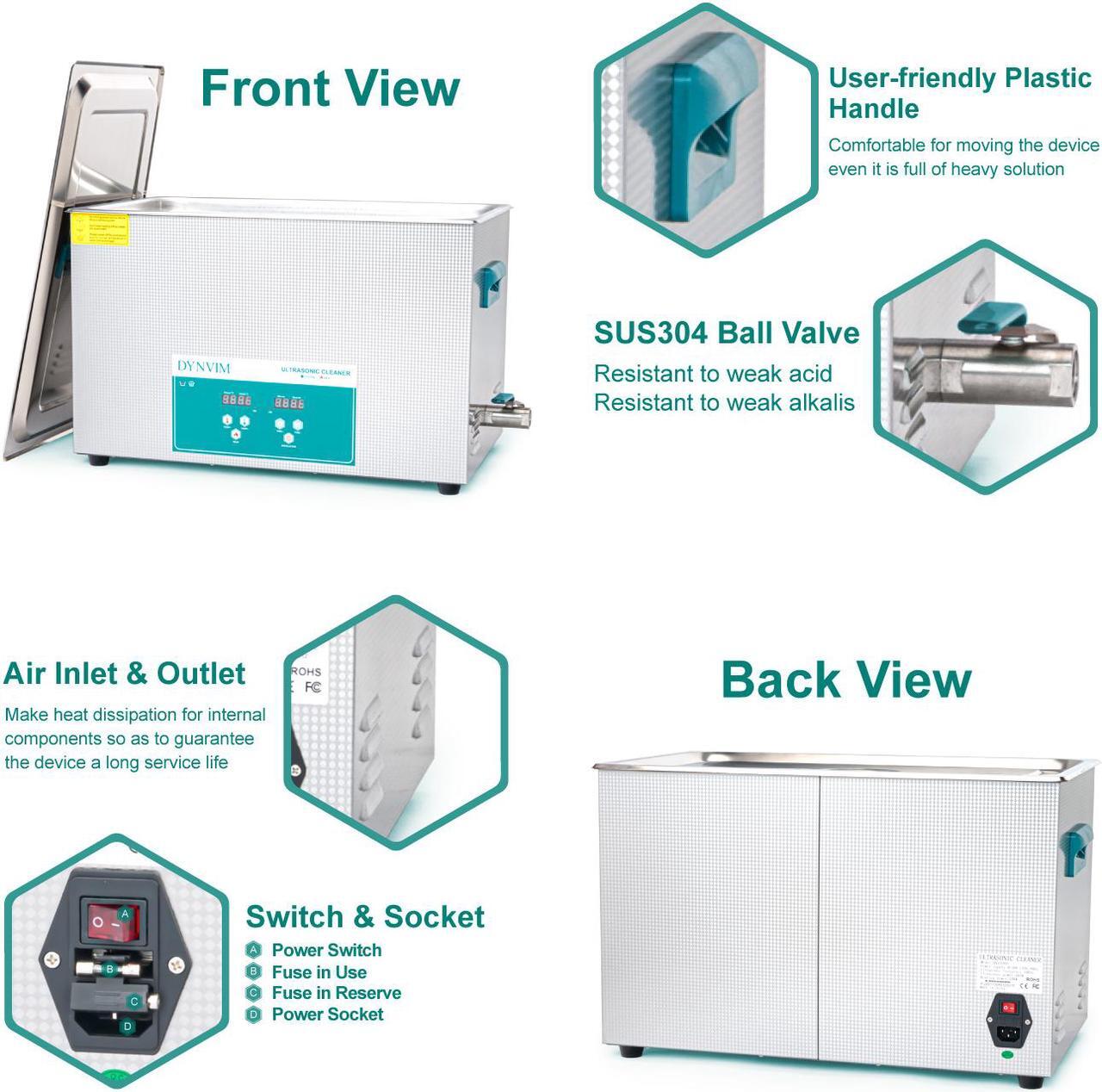 Alt view image 7 of 7 - Ultrasonic Cleaner - DYNVIM 30L Ultrasonic Carburetor Cleaner,Sonic Cleaner,Ultrasound Cavitation Machine with Digital Timer and Heater for Cleaning Vinyl Record,Parts,Gun,PCB Board,Lab,Dental Tool