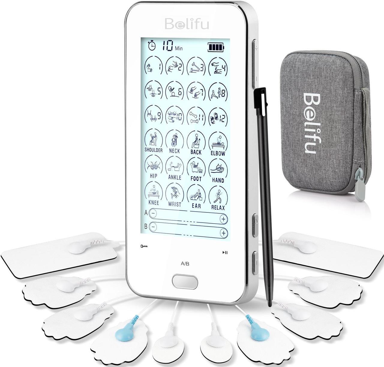 Main image of Belifu Dual Channel Tens Unit Electro Muscle Stimulator, Fully Isolated with Independent 24 Modes, Rechargeable Pulse Massager with Electrodes Pads for Neck Back Arms Chronic Pain Relief Body Building