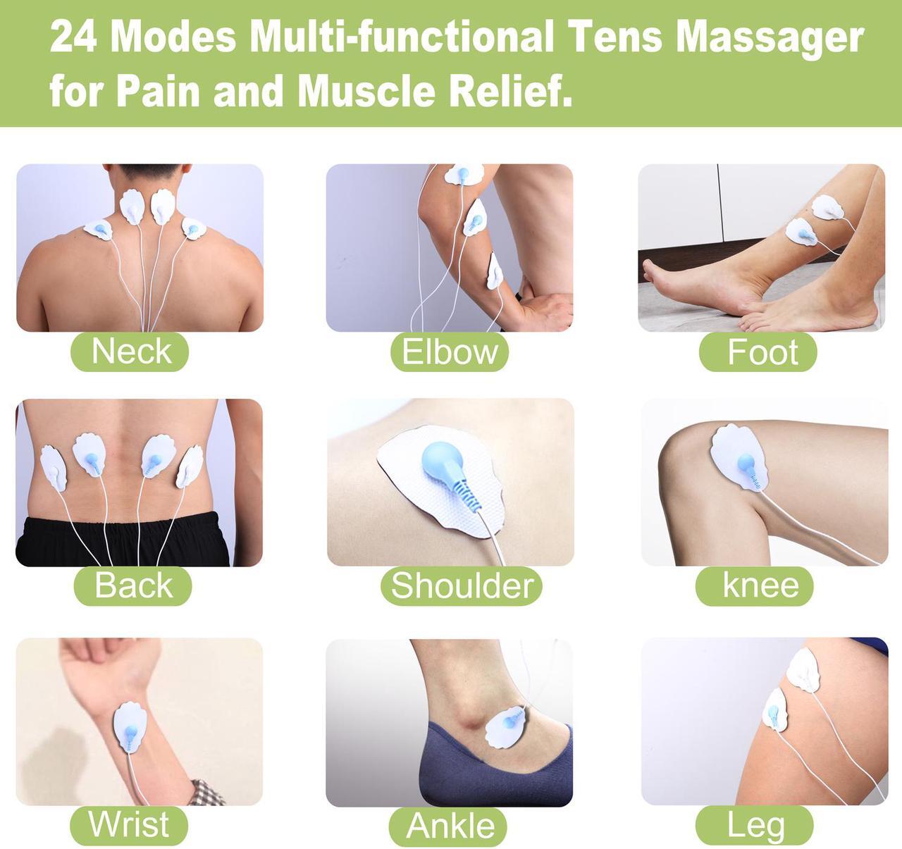 Alt view image 5 of 7 - Belifu Dual Channel Tens Unit Electro Muscle Stimulator, Fully Isolated with Independent 24 Modes, Rechargeable Pulse Massager with Electrodes Pads for Neck Back Arms Chronic Pain Relief Body Building