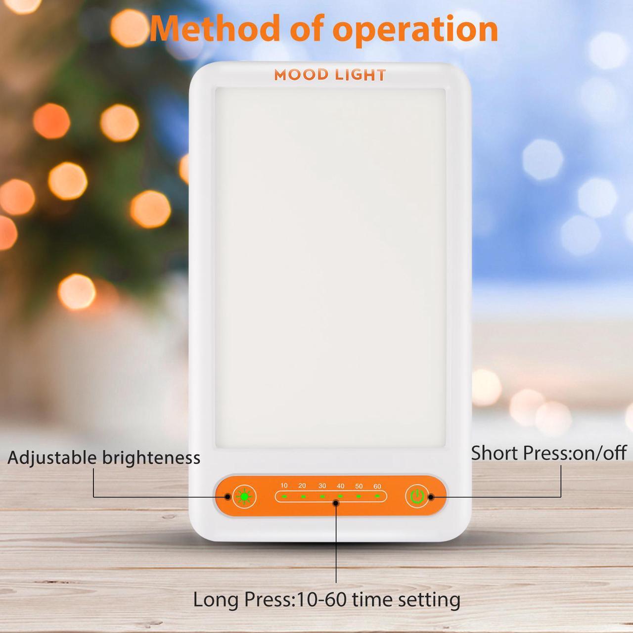 Alt view image 2 of 7 - MOOD LIGHT Light Therapy Lamp, UV Free 10000 Lux Brightness, 6 Timer Function, Adjustable Brightness Levels, Touch Control, and Rotatable Standing Bracket for a Happy Home/Office/Travelling