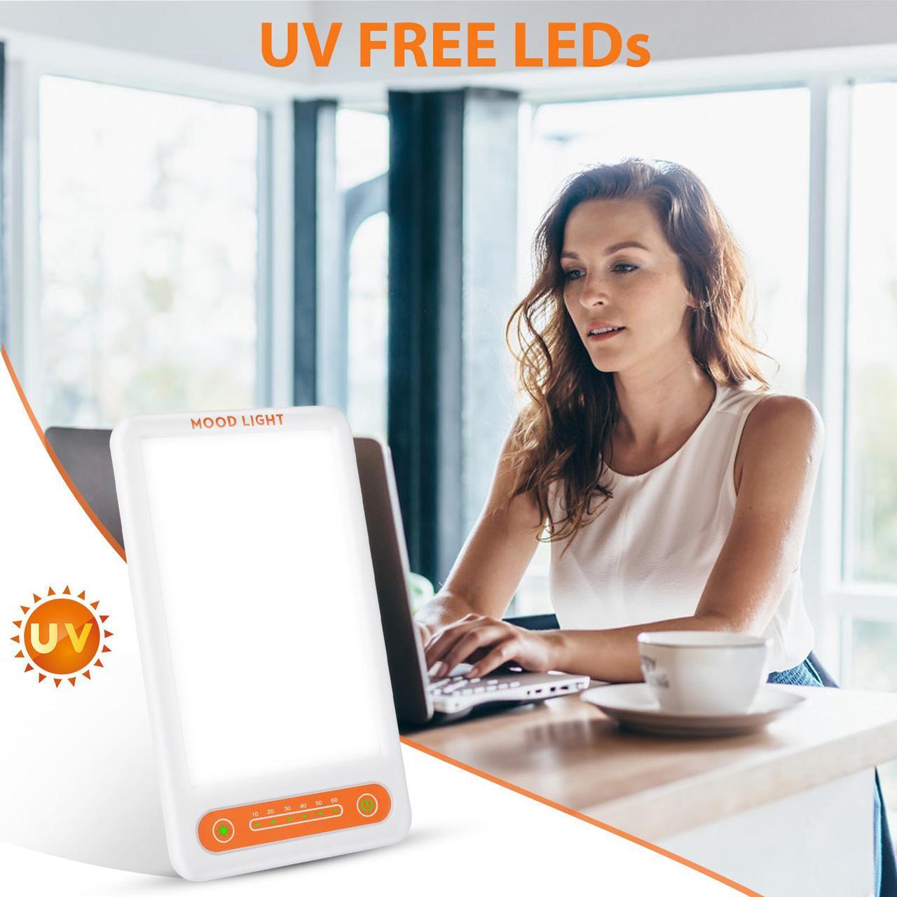 Alt view image 3 of 7 - MOOD LIGHT Light Therapy Lamp, UV Free 10000 Lux Brightness, 6 Timer Function, Adjustable Brightness Levels, Touch Control, and Rotatable Standing Bracket for a Happy Home/Office/Travelling