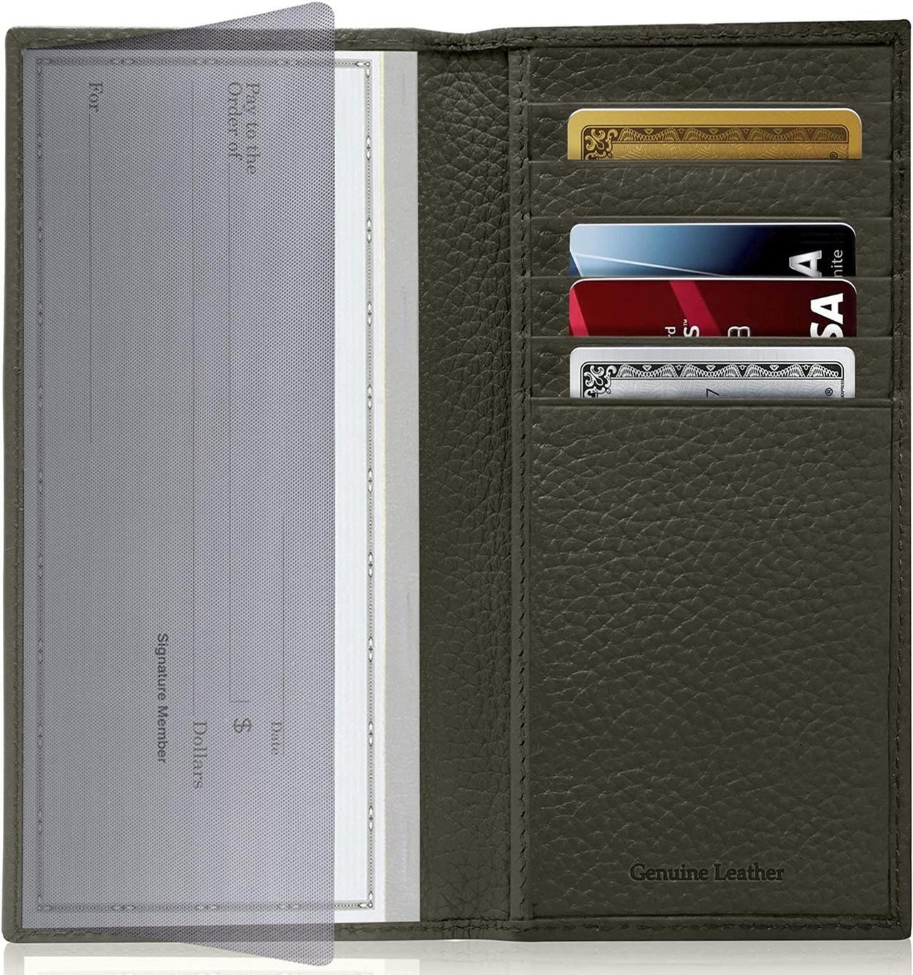 Alt view image 3 of 9 - Genuine Leather Checkbook Cover For Men & Women - Checkbook Covers With Card Holder Wallet RFID Blocking