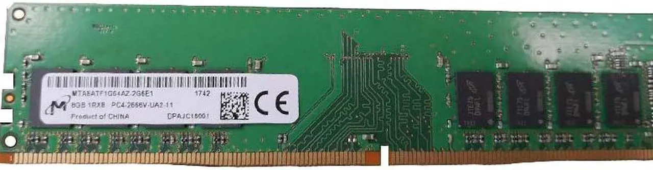 Alt view image 2 of 5 - Micron MTA8ATF1G64AZ-2G6E1 8GB DDR4 2666Mhz PC4-21300 1Rx8 non-ECC Unbuffered CL19 288-Pin DIMM 1.2V Memory Ram for Desktop