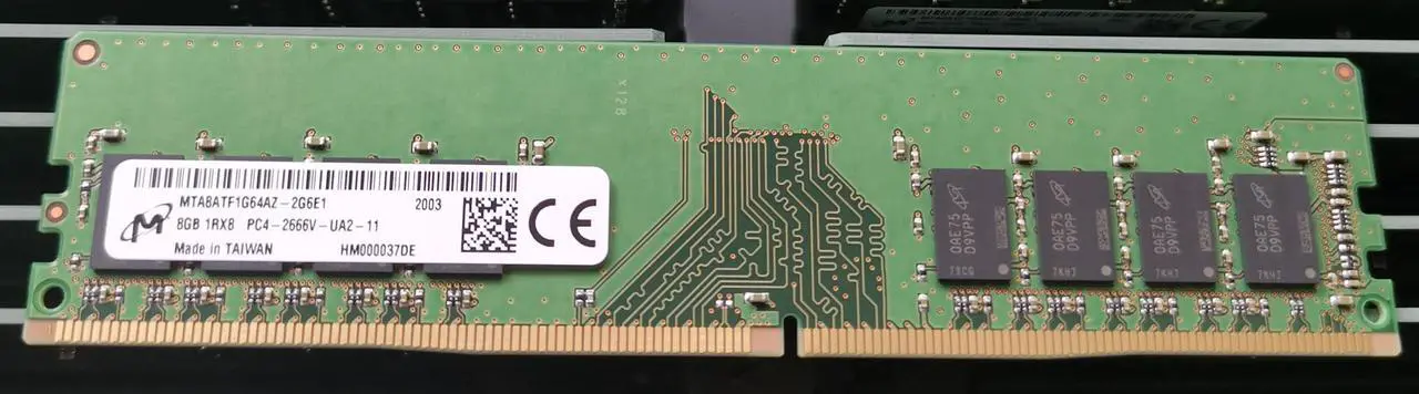 Main image of Micron MTA8ATF1G64AZ-2G6E1 8GB DDR4 2666Mhz PC4-21300 1Rx8 non-ECC Unbuffered CL19 288-Pin DIMM 1.2V Memory Ram for Desktop