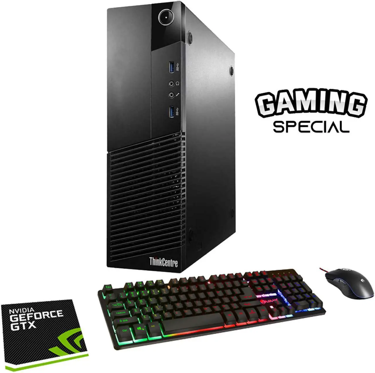 Main image of Lenovo ThinkCentre M93 Desktop SFF Computer PC i7 4770 3.4Ghz 32GB DDR3 RAM 512GB SSD NVIDIA GeForce GT 1030 2GB Win 10 Pro WIFI with Gaming PC Keyboard & Mouse HAJAAN HC510 HDMI