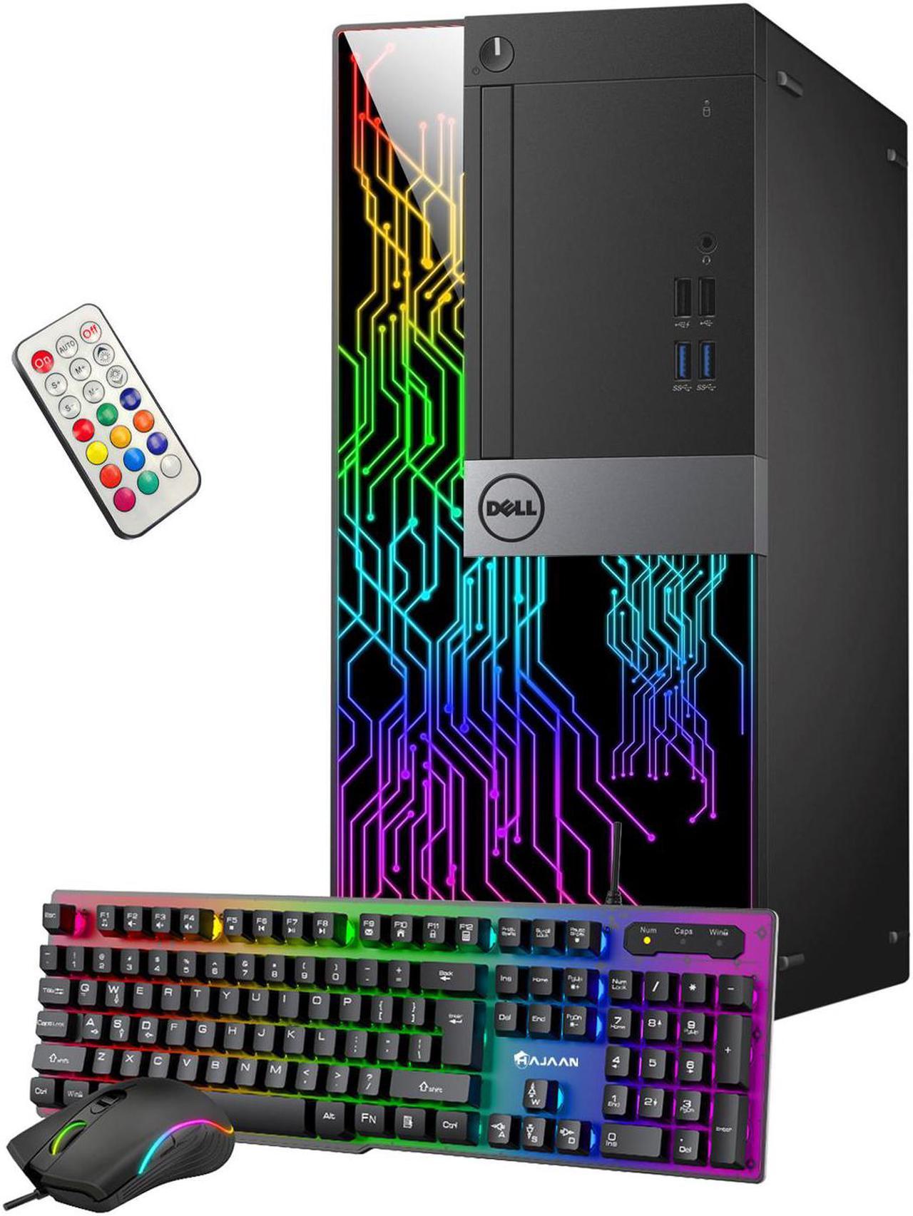 Custom Built RGB Lights PC - Dell OptiPlex Mini Tower Computer Intel Core i5 6500 Quad-Core Processor 8GB RAM 512GB SSD Win 10 Pro WIFI HAJAAN Gaming PC Keyboard & Mouse HDMI