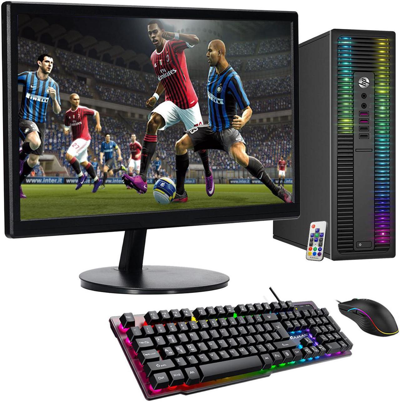 Custom Built RGB Lights PC with 24 Inch Monitor - HP ProDesk Desktop Computer Intel Core i5 6500 Quad-Core Processor 8GB RAM 256GB SSD Win 10 Pro Wi-Fi Keyboard & Mouse