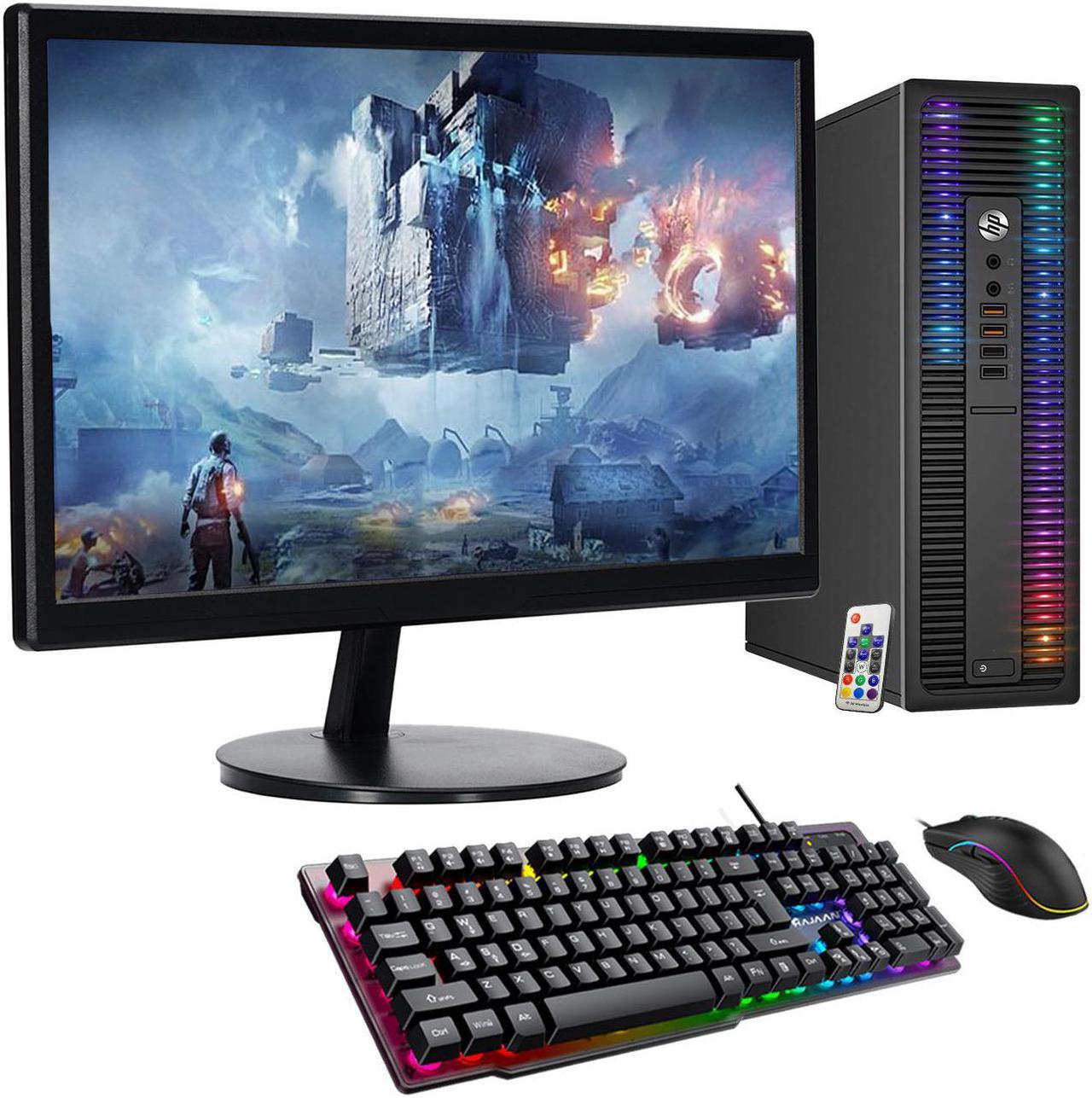 RGB Lights PC with 24 Inch Monitor - HP ProDesk Desktop Computer Intel Core i5 6500 Quad-Core Processor 8GB RAM 512GB SSD Win 10 Pro Wi-Fi Keyboard & Mouse