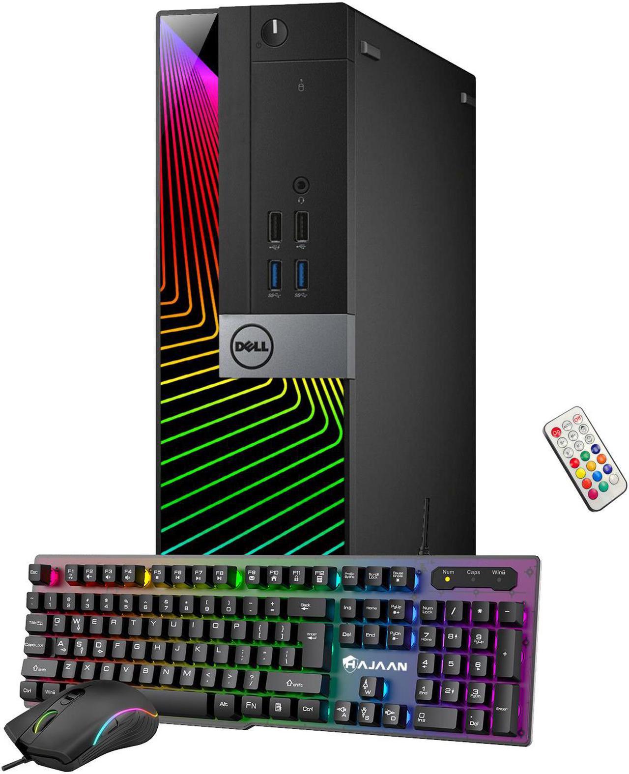 RGB Lights Desktop PC - Dell OptiPlex SFF Computer Intel Core i7 6th Gen Processor 16GB RAM 256GB SSD Win 10 Pro WIFI HAJAAN Gaming PC Keyboard & Mouse HDMI