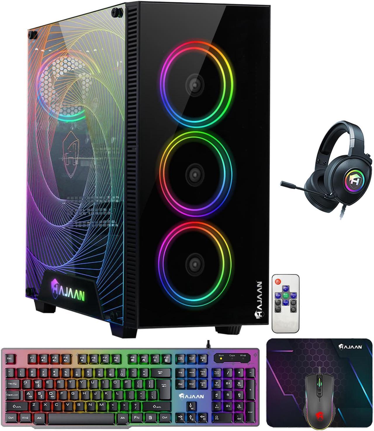 HAJAAN CYCLONIA Gaming Tower Computer Desktop PC - AMD Ryzen 5 5600G Processor Up to 4.4GHz - RTX 3070 8GB GDDR6 - 16GB DDR4 - 1TB SSD - Windows 11 Pro - Keyboard Mouse and Headset