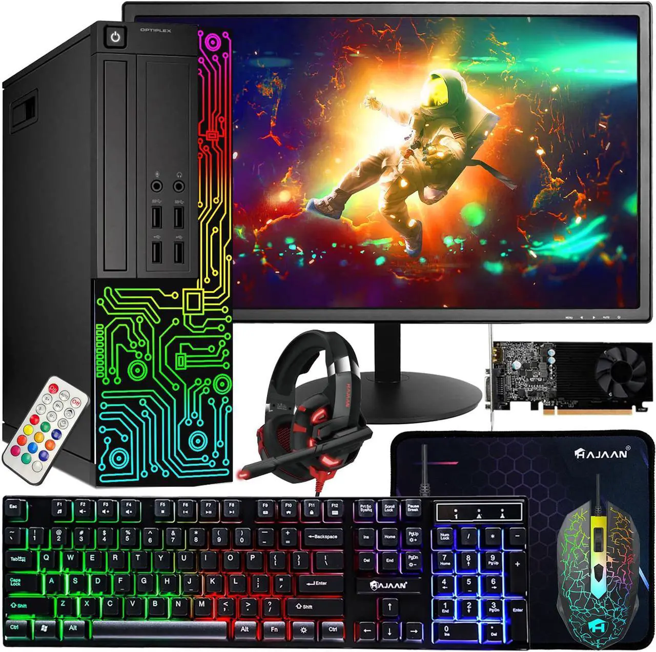 Main image of Dell Gaming OptiPlex Desktop RGB Computer PC, Intel Core i5, GT 1030 2GB, 16GB RAM, 512GB SSD, 24 Inch Monitor, Keyboard Mouse & Headset, WiFi, Windows 10 Pro