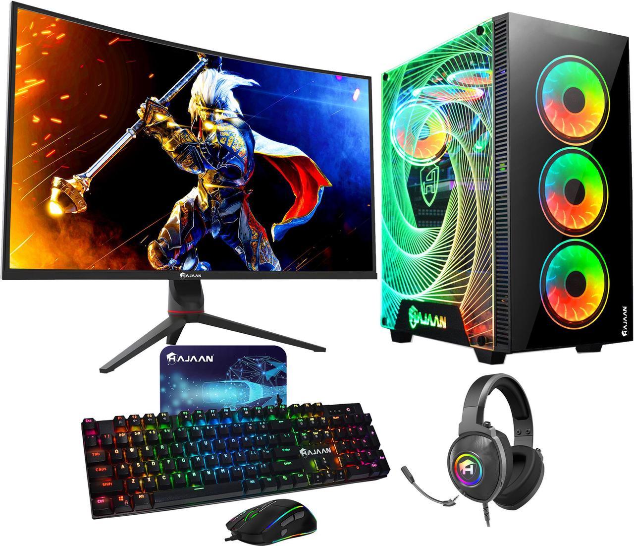 HAJAAN Liquid Cooled Gaming PC | 32 Inch Curved Gaming Monitor | Intel Core i7-12700F Processor | GeForce RTX 3060 12GB | 64GB DDR4 RAM | 2TB NVMe | Wi-Fi Ready | Windows 11 Pro