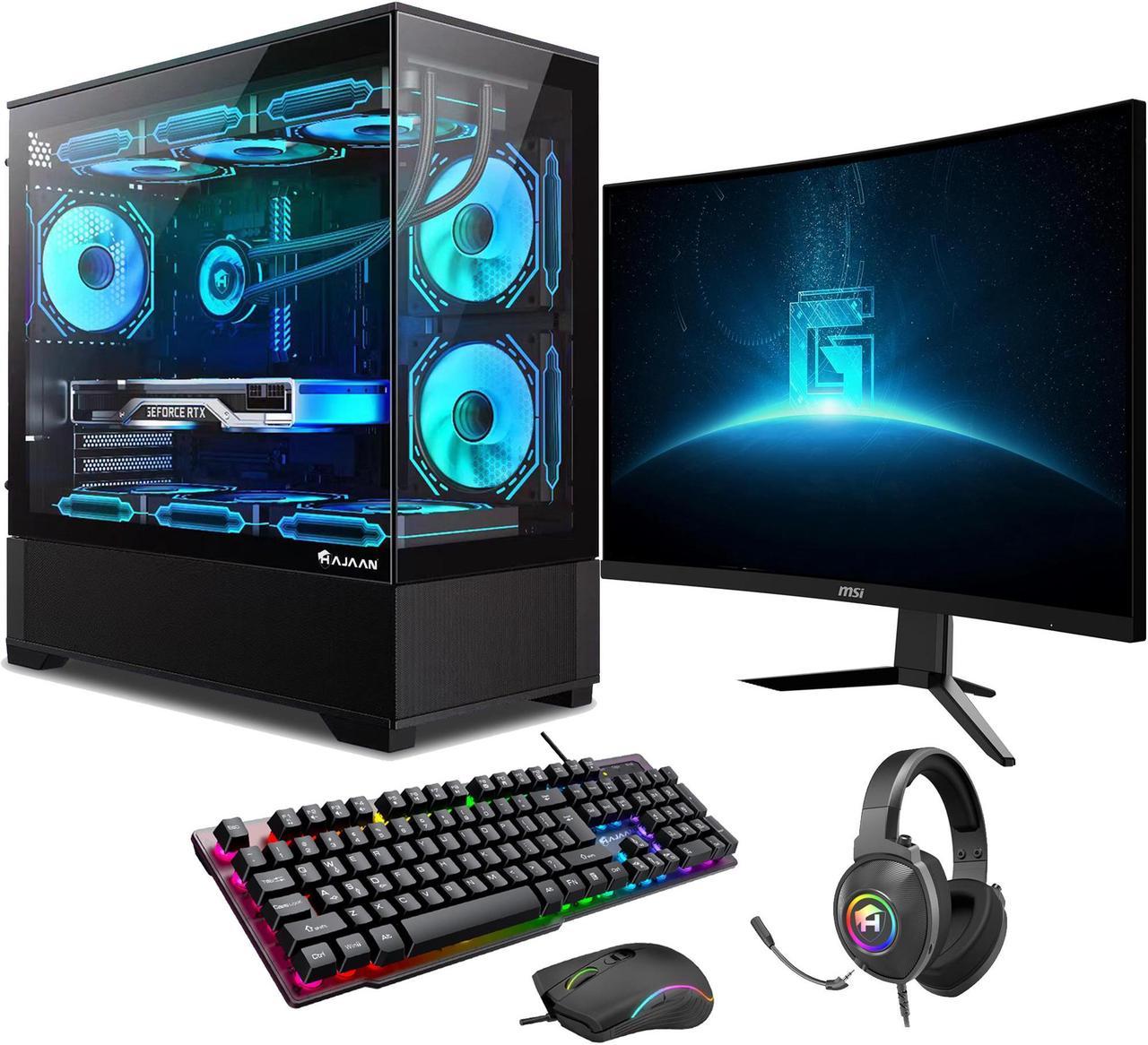 HAJAAN Gaming PC Tower Desktop - MSI 27" Curved Gaming Monitor, 180Hz, 1ms - RTX 4060 Ti 8GB - Intel Core i7-13700F - 32GB DDR4 RAM - 1TB NVMe SSD - Wifi 6 - Windows 11 Pro