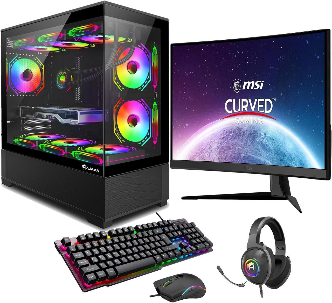 HAJAAN Gaming PC Tower Desktop - MSI 27" Curved Gaming Monitor - NVIDIA GeForce RTX 4060 Ti 8GB GDDR6 - Intel Core i5-13400F - 32GB DDR4 - 1TB NVMe SSD - Wifi - Windows 11 Pro