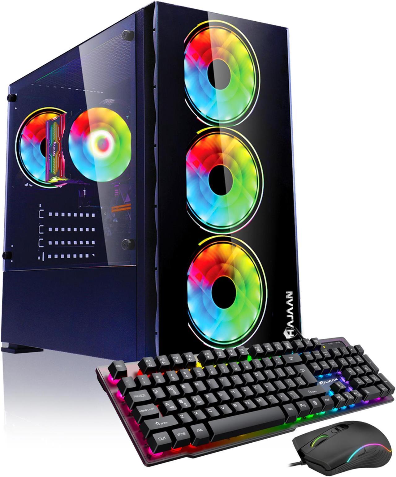 HAJAAN Prebuilt Gaming PC - Intel Quad Core i7 Processor, 32GB DDR4 RAM, 1TB SSD, NVIDIA GeForce GTX 1660 Super GDDR6 6GB, RGB Keyboard Mouse Headset, AC WiFi, Windows 10 Pro