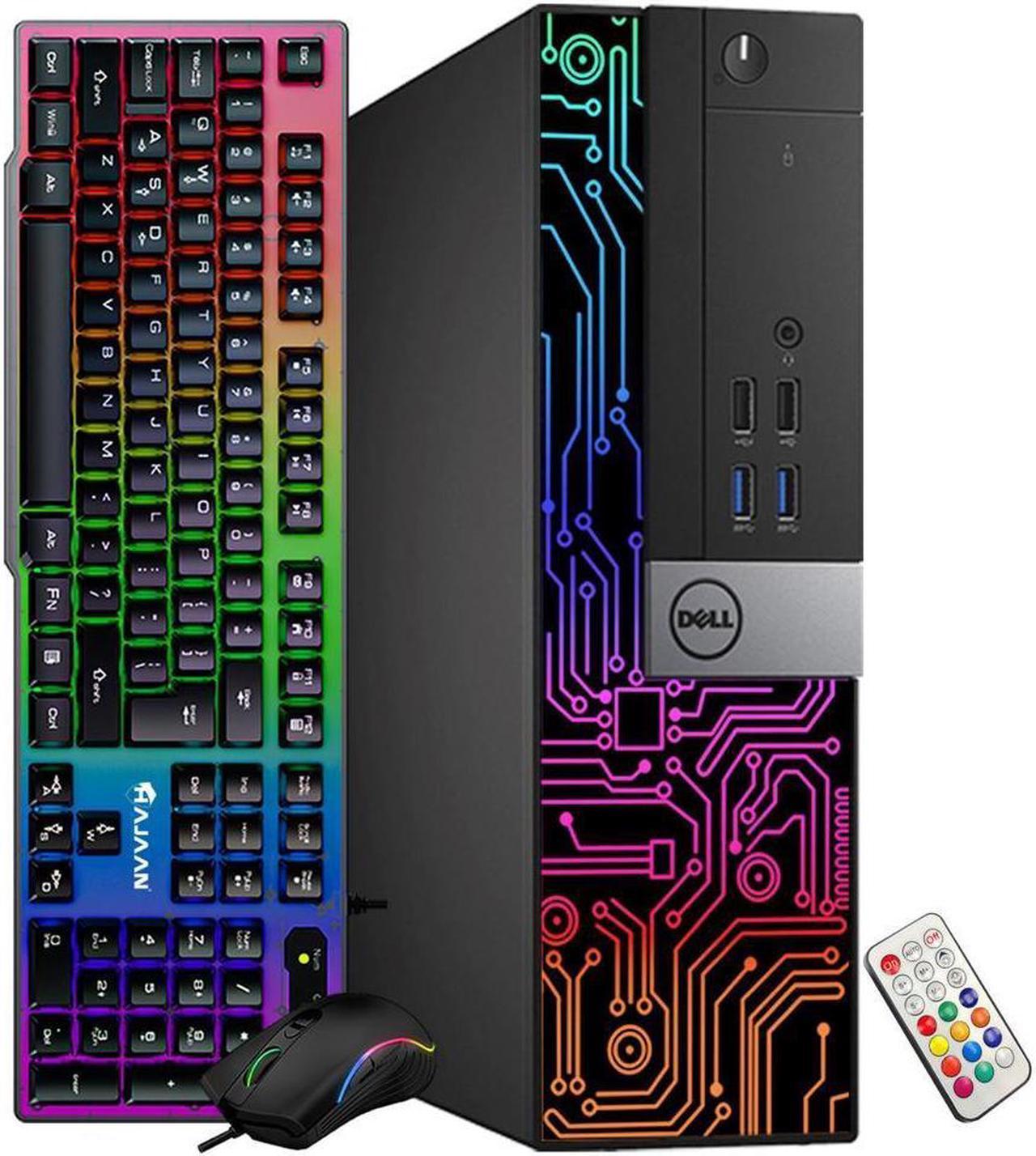 Custom Built RGB Lights Gaming PC - Dell OptiPlex Desktop Computer Intel Core i5-6500 Processor 16GB RAM 512GB SSD Win 10 Pro Bluetooth WIFI, Gaming PC Keyboard & Mouse