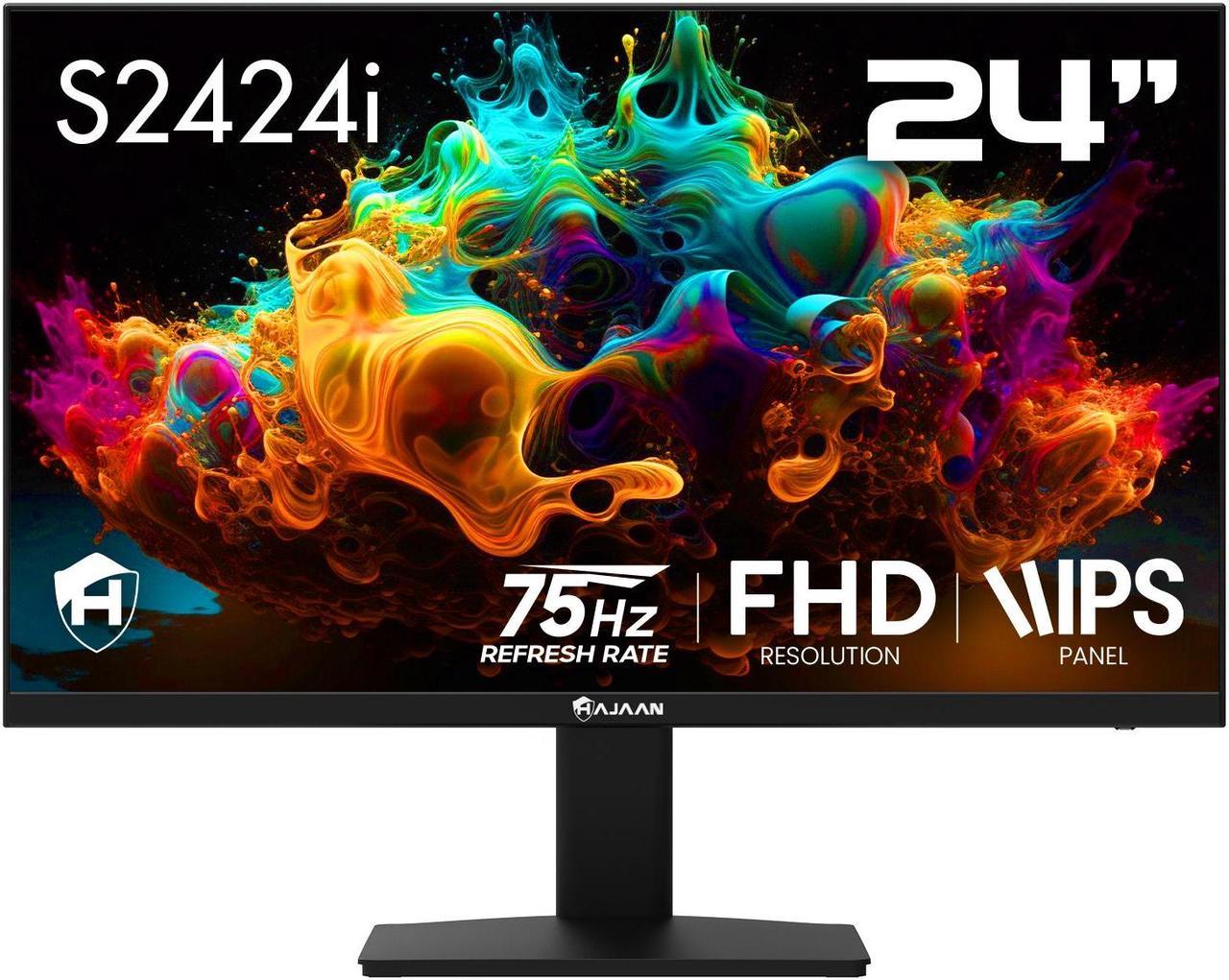 HAJAAN 24 Inch Full HD (1920 x 1080) Desktop Monitor, 75 Hz Refresh Rate, Wall Mountable HDMI & VGA Ports | Monitor for PC, Ideal for Home & Business (S2424i)