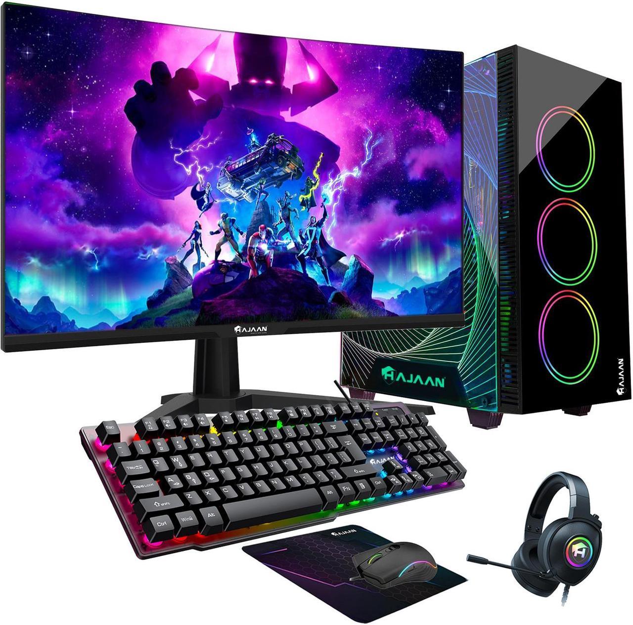 HAJAAN CYCLONIA Gaming PC Desktop - 24 Inch Gaming Monitor - AMD Ryzen 7 Processor, RTX 3060 12GB GDDR6, 16GB DDR4 RAM, 512GB NVMe, RGB, Wi-Fi, Bluetooth, Windows 11 Pro 64-bit