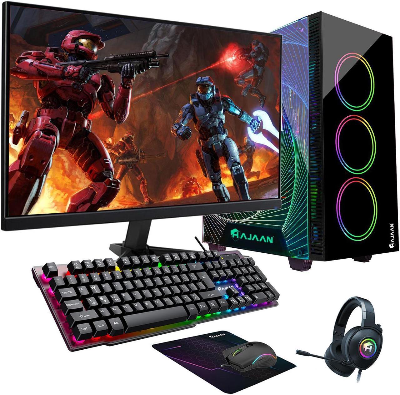 HAJAAN CYCLONIA Gaming PC Computer - 24 Inch Gaming Monitor - AMD Ryzen 7 Processor, RTX 3060 12GB GDDR6, 16GB DDR4 RAM 3200, 1TB NVMe, RGB, Wi-Fi, Bluetooth, Windows 11 Pro