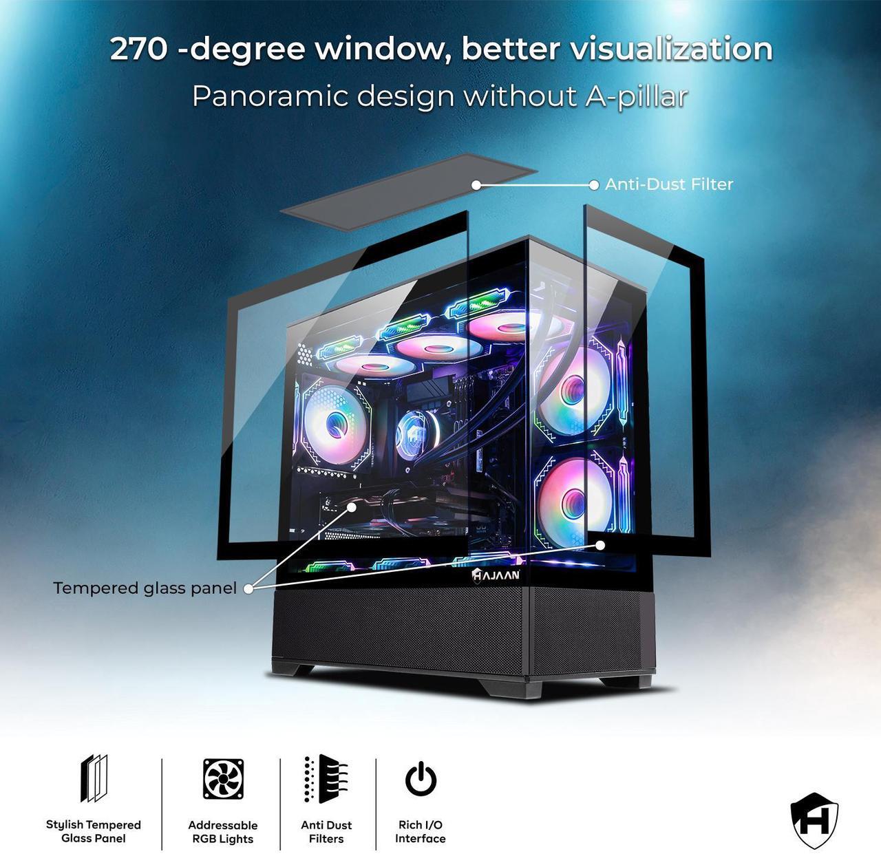 Alt view image 5 of 7 - HAJAAN Gaming PC (AMD Ryzen 7 7700 up to 5.3GHz, GeForce RTX 4070 12GB GDDR6, 32GB DDR5, 1TB NVMe SSD, WiFi Ready, Windows 11 Pro, 1 Year Warranty)