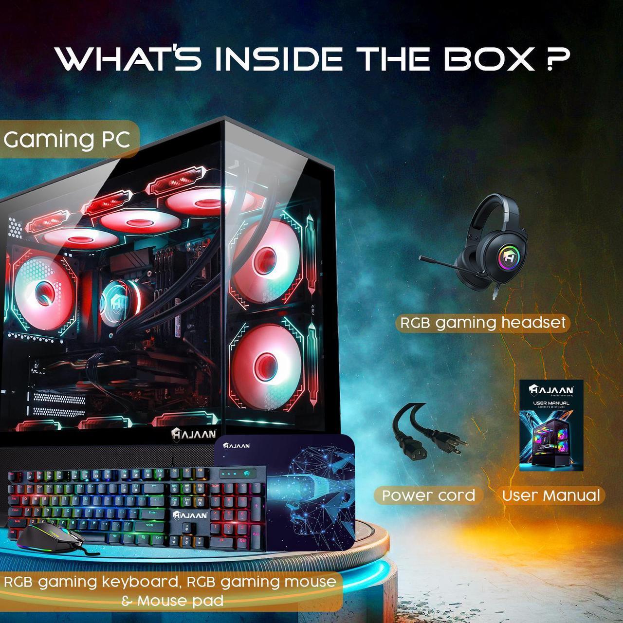 Alt view image 7 of 7 - HAJAAN Gaming PC (AMD Ryzen 7 7700 up to 5.3GHz, GeForce RTX 4070 12GB GDDR6, 32GB DDR5, 1TB NVMe SSD, WiFi Ready, Windows 11 Pro, 1 Year Warranty)