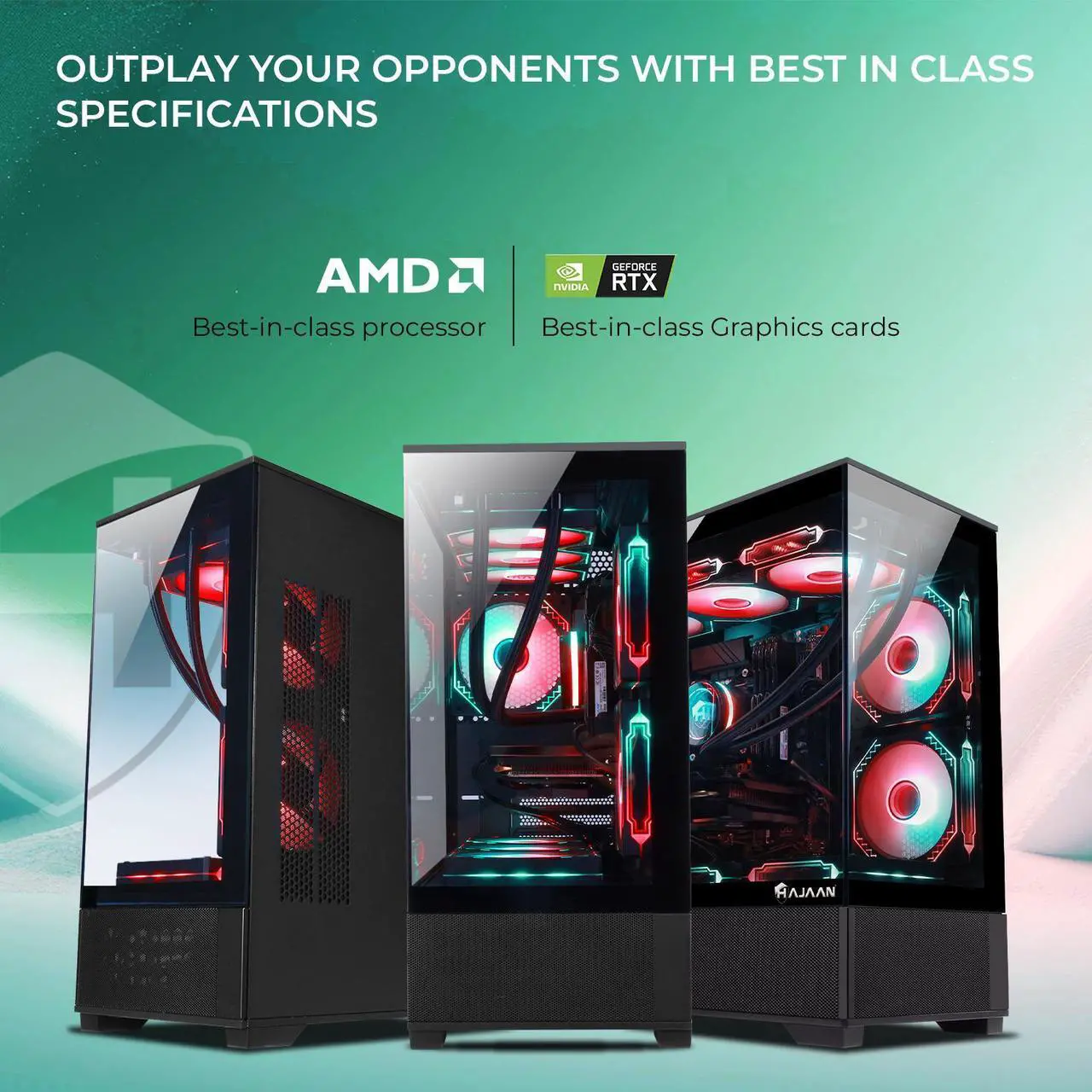 Alt view image 2 of 6 - HAJAAN Gaming PC Desktop, AMD Ryzen 7 7700X up to 5.4GHz, GeForce RTX 5070 12GB GDDR7, 32GB DDR5 6000MHz RAM, 2TB NVMe SSD, WiFi Ready & Windows 11 Pro
