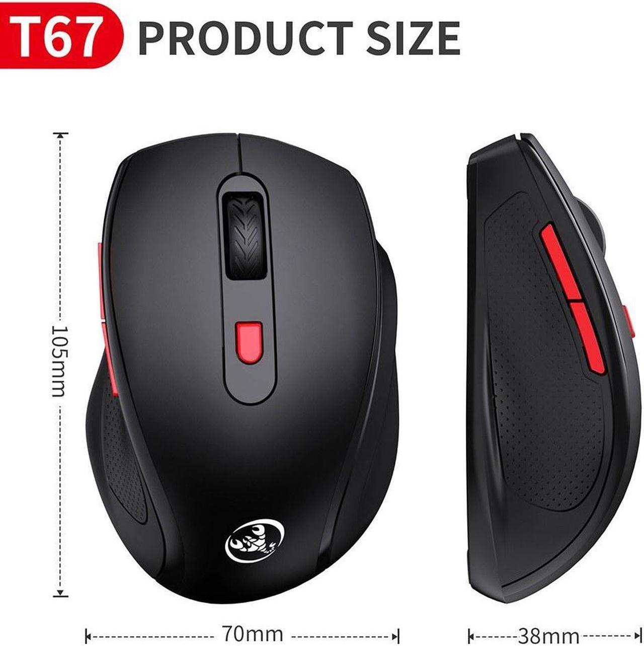 Alt view image 7 of 7 - HXSJ T67 Ergonomic Silent Office Gaming Bluetooth Wireless Mouse for Desktop PC Laptop - Bluetooth Version