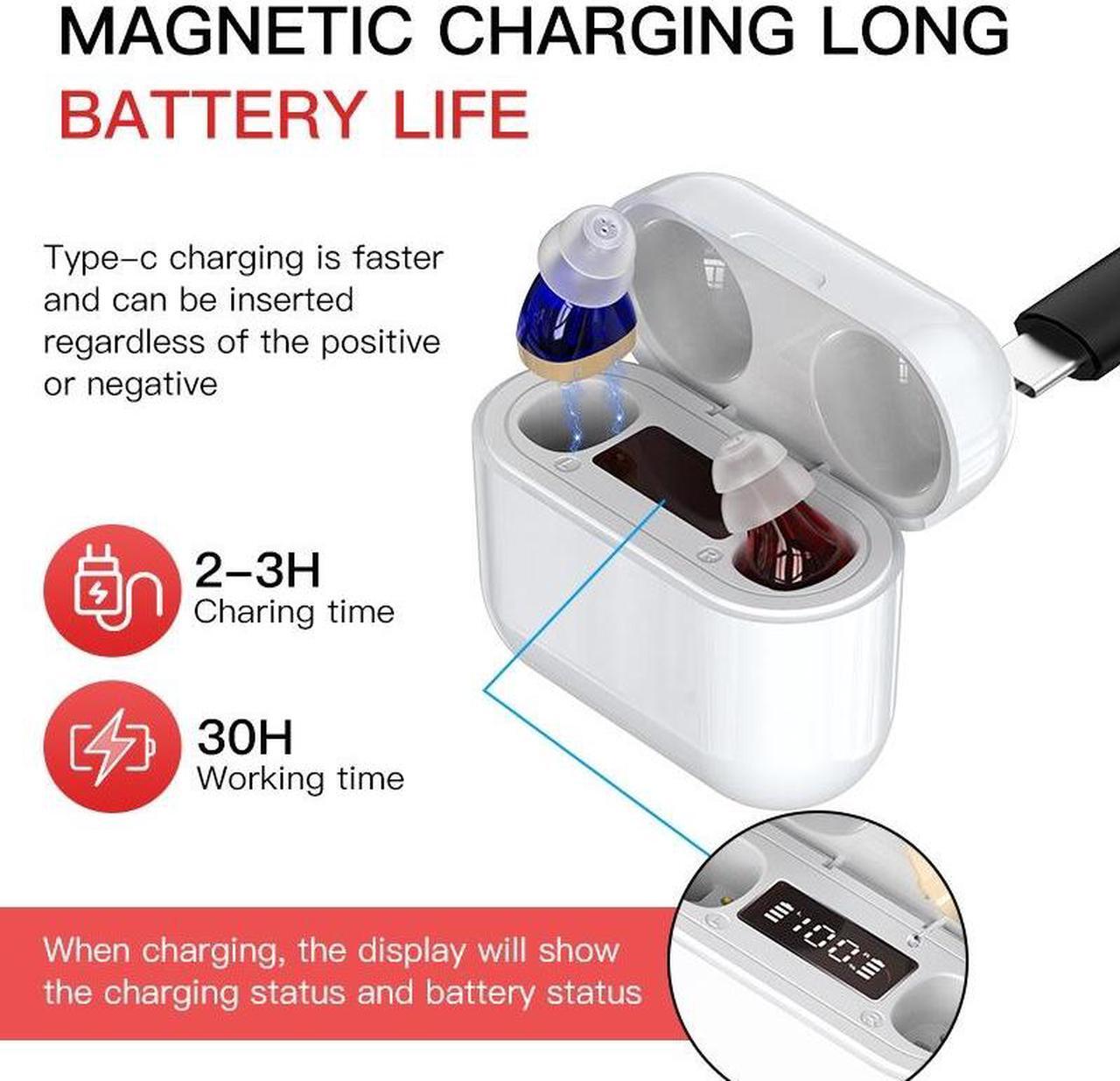 Alt view image 3 of 6 - GM-912 Digital Hearing Aid Sound Amplifier With Digital Display Charging Compartment (Red Blue)