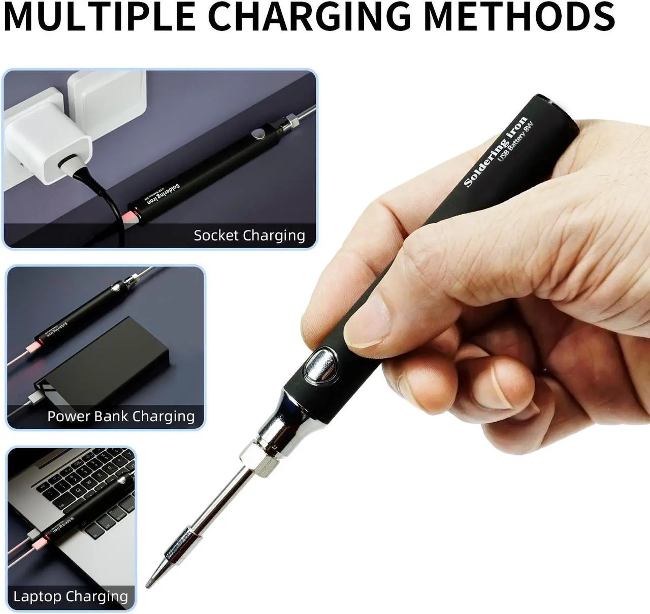 Alt view image 6 of 7 - Cordless Soldering Iron Kit - Portable USB Solder Iron with 1000mAh Rechargeable Soldering Kit for Electronics, Appliance Repair, DIY