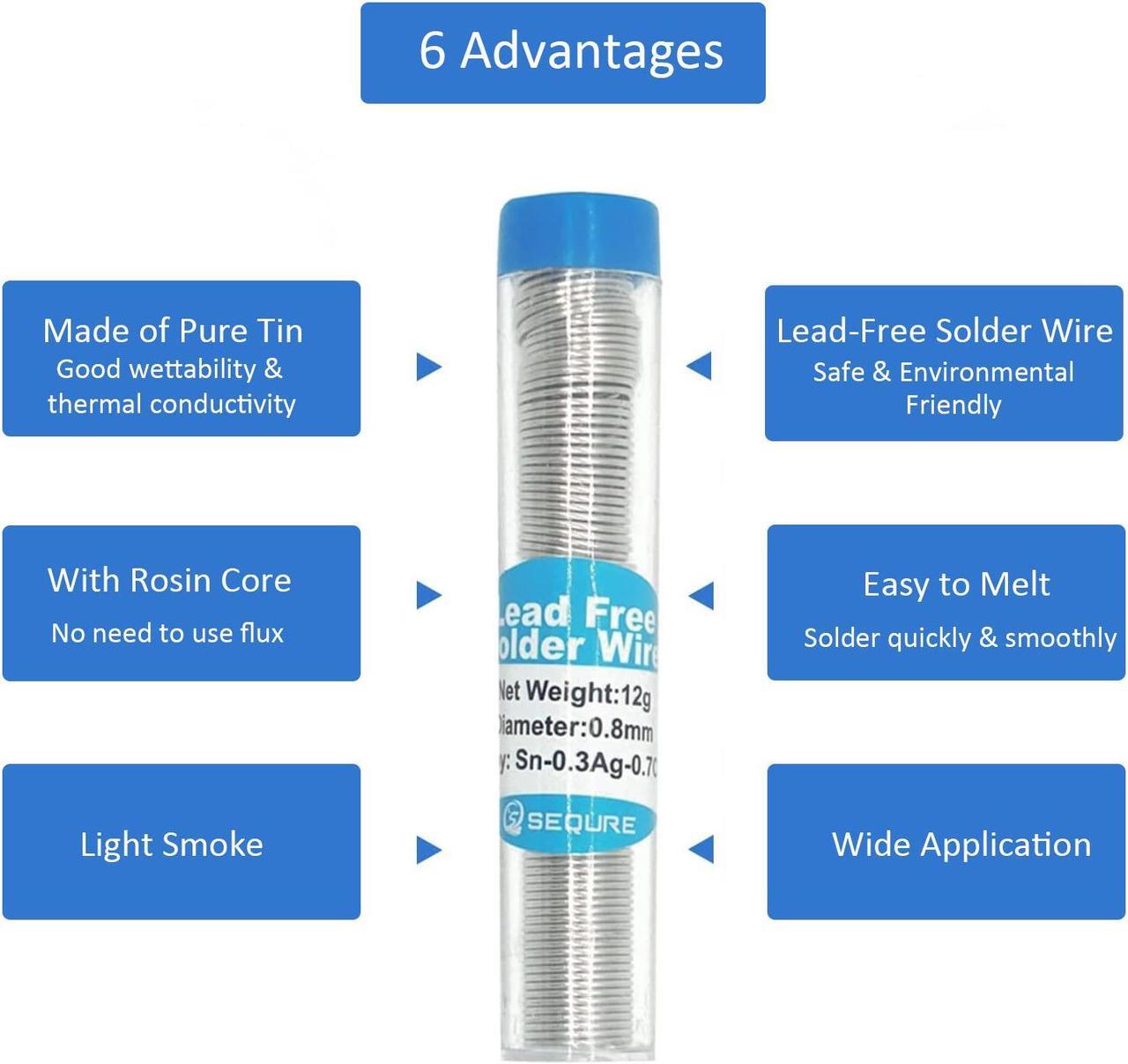 Alt view image 3 of 7 - Rosin Core Solder, Lead-Free Solder Flux Wire, Diameter 0.8mm, 20g Portable Tin Solder for Electrical Soldering, Circuit boards, DIY, Welding Work - 2PCS