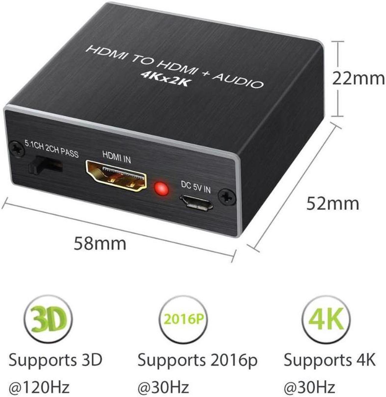 Alt view image 4 of 7 - PROZOR HDMI Audio Extractor Converter HDMI to Optical Toslink SPDIF with 1M HDMI 1.4 Cable and 3.5mm Stereo Audio Splitter Adapter Support 4K x 2K 3D