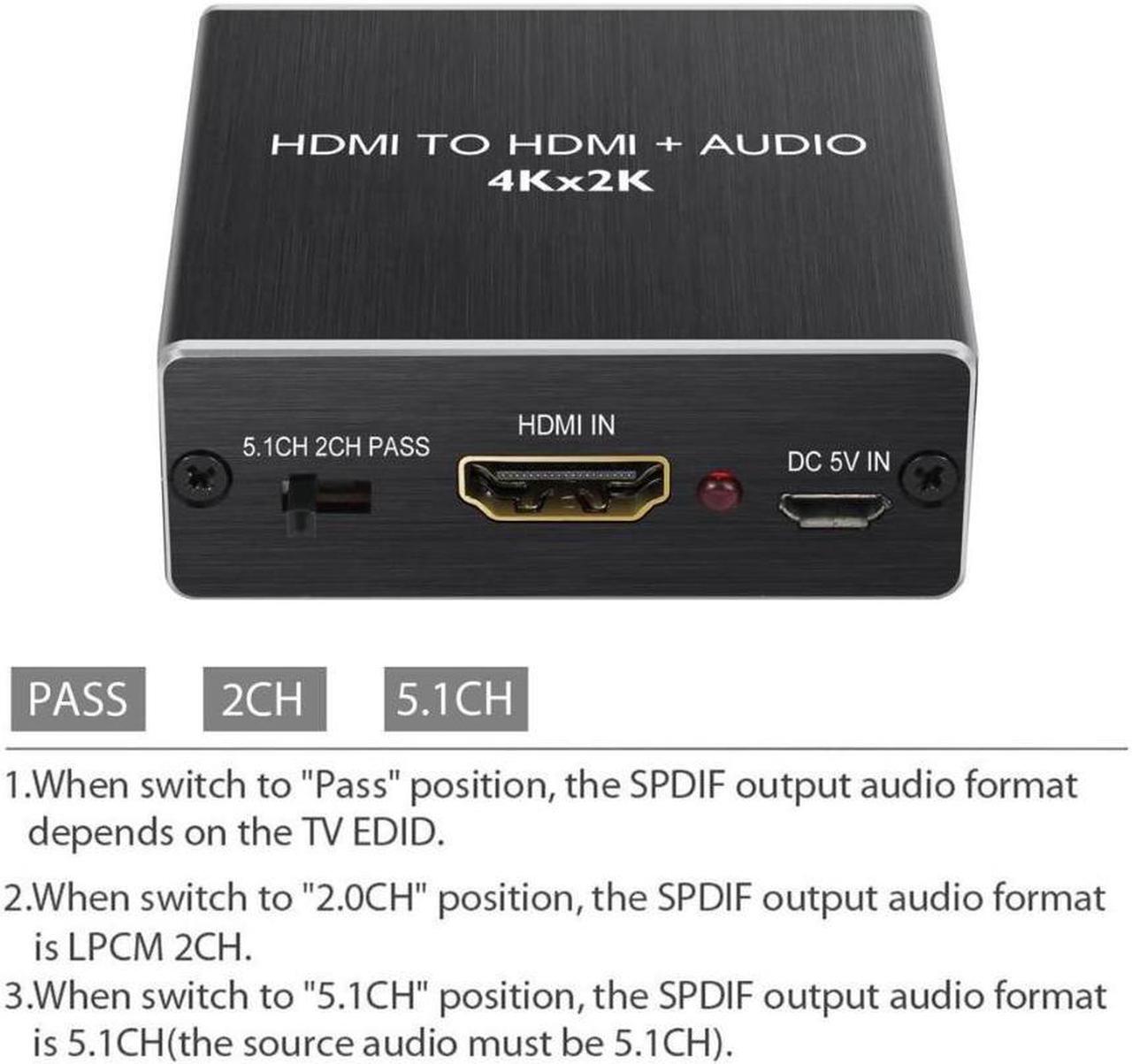 Alt view image 5 of 7 - PROZOR HDMI Audio Extractor Converter HDMI to Optical Toslink SPDIF with 1M HDMI 1.4 Cable and 3.5mm Stereo Audio Splitter Adapter Support 4K x 2K 3D