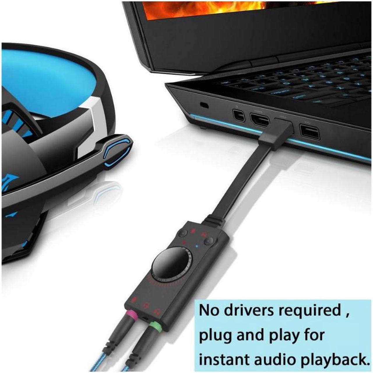 Alt view image 5 of 6 - USB Sound Card Adapter BENGOO External Audio Adapter Stereo Sound Card Converter 3.5mm AUX Microphone Jack for Gaming Headset Earphone PS4 Laptop Desktop Windows Mac OS Linux, Plug Play